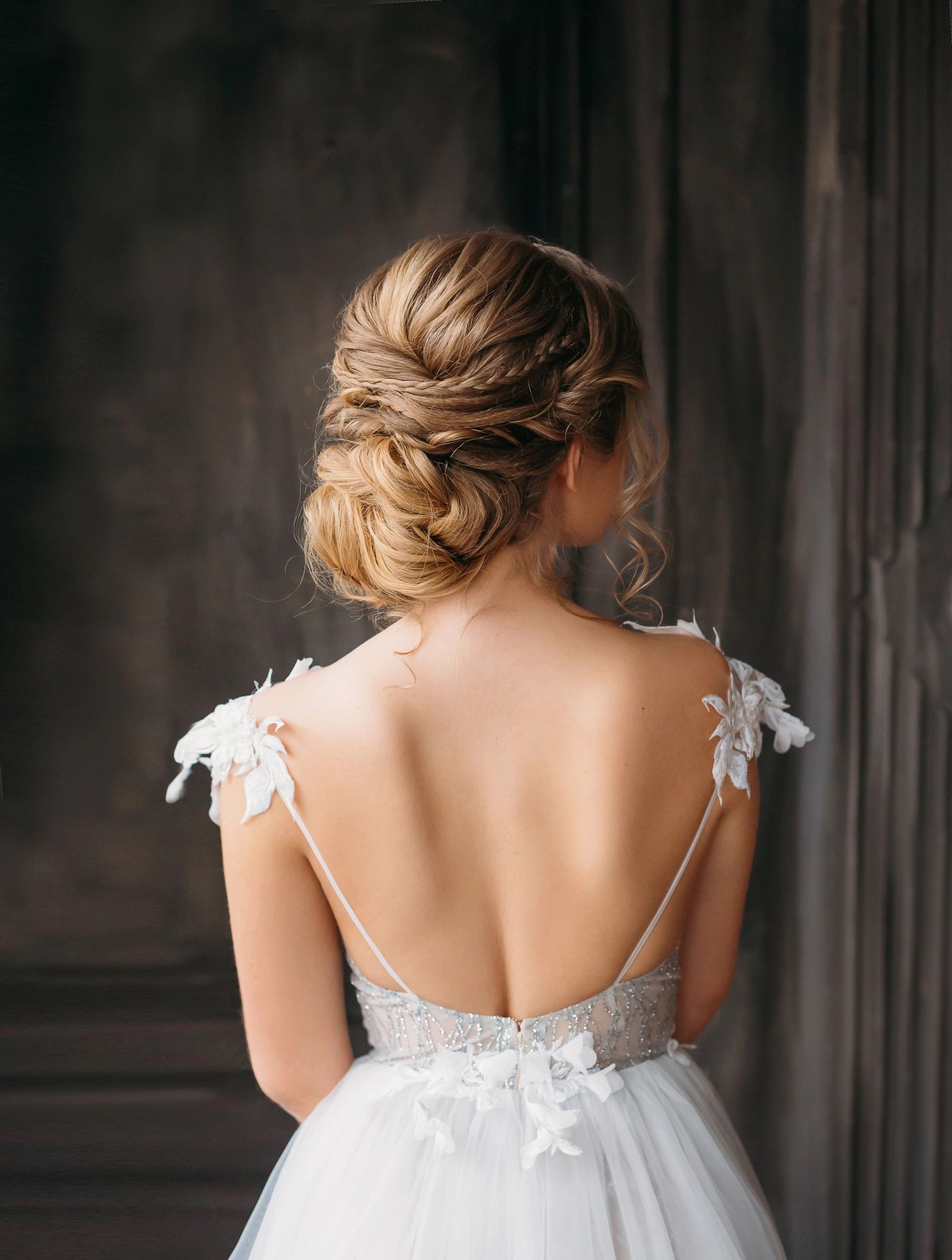 Wedding-ready updo hairstyle on blonde long hair