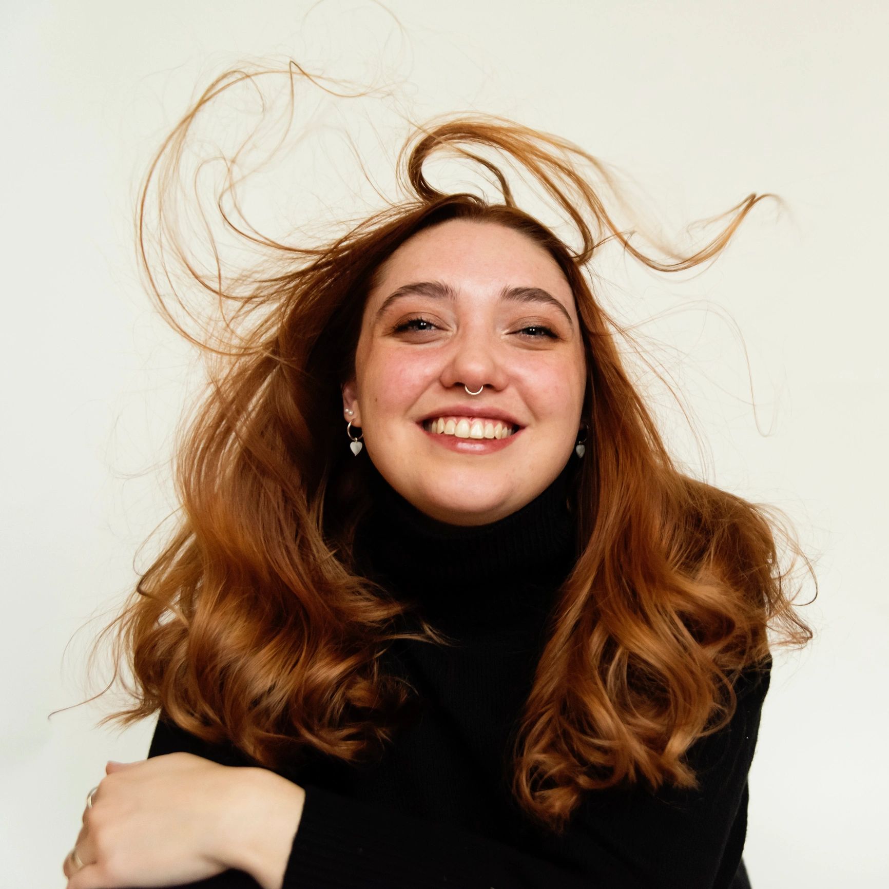 Redhead hair portrait on white background